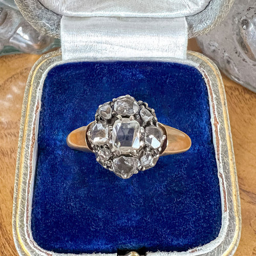 Victorian Rose Cut Diamond Cluster Ring sold by Doyle and Doyle an antique and vintage jewelry boutique