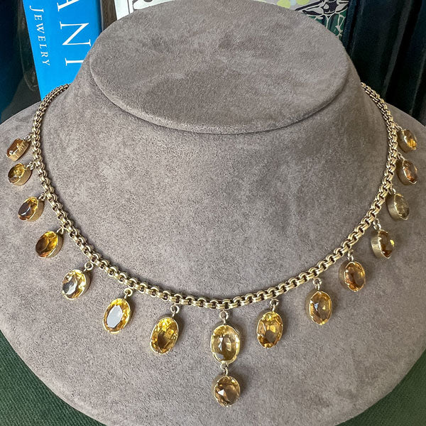 Victorian Citrine Drop Necklace sold by Doyle and Doyle an antique and vintage jewelry boutique