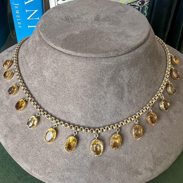 Victorian Citrine Drop Necklace sold by Doyle and Doyle an antique and vintage jewelry boutique