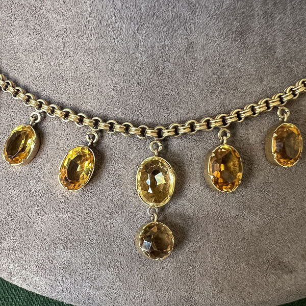 Victorian Citrine Drop Necklace sold by Doyle and Doyle an antique and vintage jewelry boutique