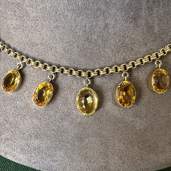 Victorian Citrine Drop Necklace sold by Doyle and Doyle an antique and vintage jewelry boutique