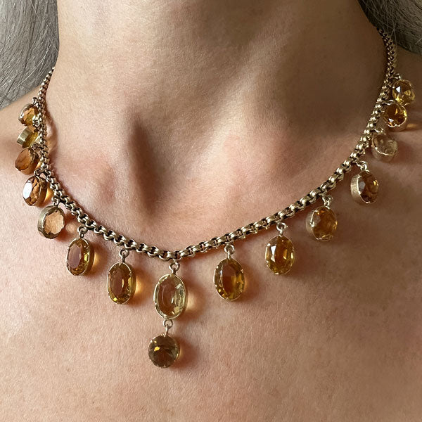 Victorian Citrine Drop Necklace sold by Doyle and Doyle an antique and vintage jewelry boutique