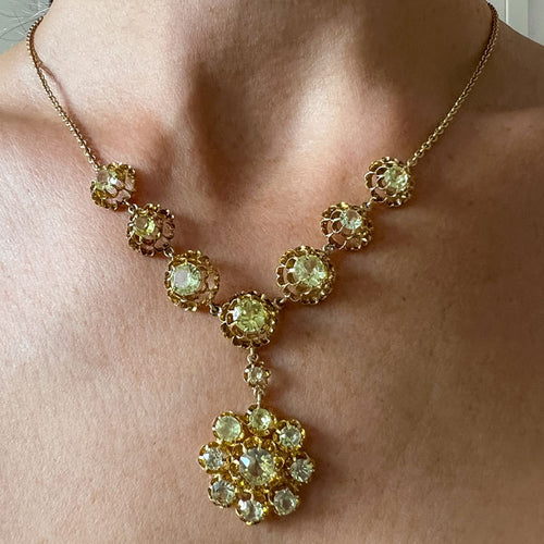 Victorian Chrysoberyl Drop Necklace sold by Doyle and Doyle an antique and vintage jewelry boutique