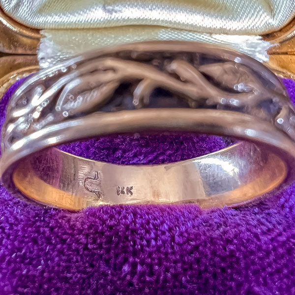 Vintage Leaf Vine Pattern Band sold by Doyle and Doyle an antique and vintage jewelry boutique