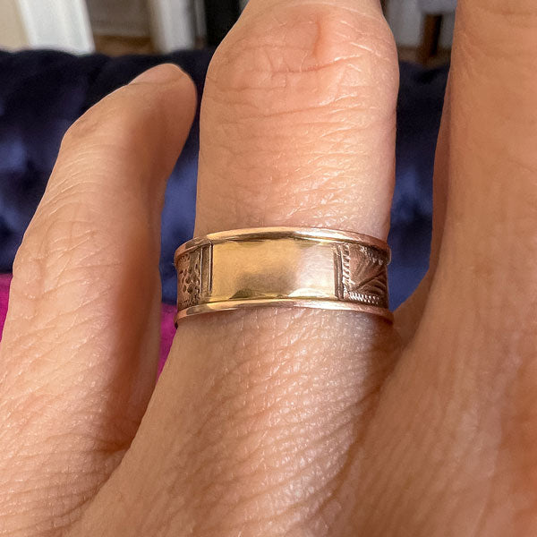 Antique Patterned Wedding Band Ring sold by Doyle and Doyle an antique and vintage jewelry boutique