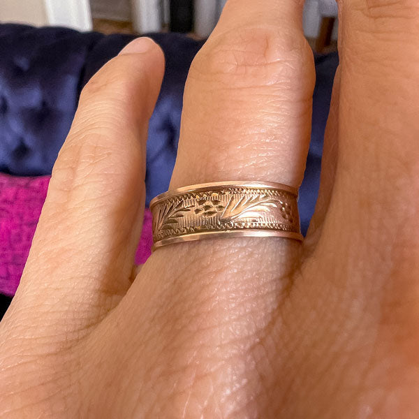 Antique Patterned Wedding Band Ring sold by Doyle and Doyle an antique and vintage jewelry boutique