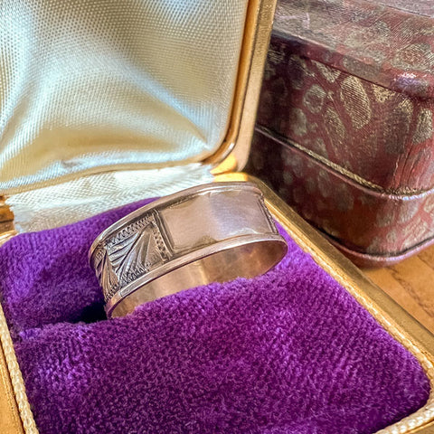 Antique Patterned Wedding Band Ring, Size 6 1/2