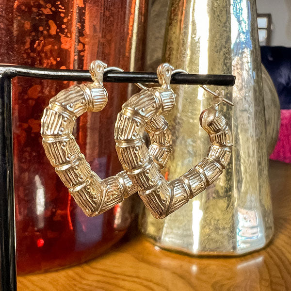 Vintage Patterned Hoop Earrings sold by Doyle and Doyle an antique and vintage jewelry boutique