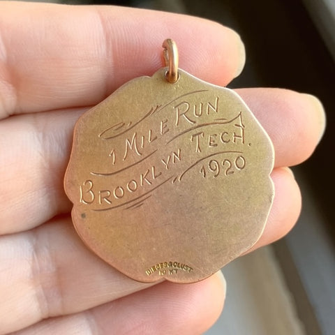 Antique Gold Medal for Brooklyn Tech Track 1920, from Doyle & Doyle antique and vintage jewelry