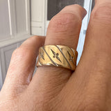 Vintage Wide Patterned Wedding Band Ring sold by Doyle and Doyle an antique and vintage jewelry boutique