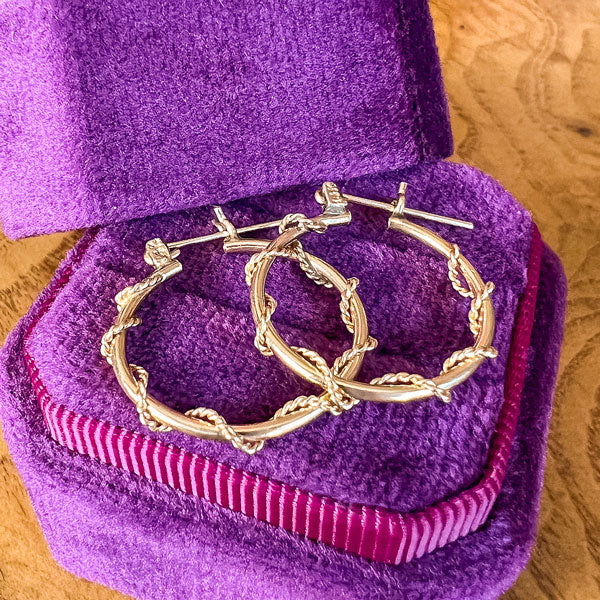 Vintage Wire Twist Hoop Earrings sold by Doyle and Doyle an antique and vintage jewelry boutique
