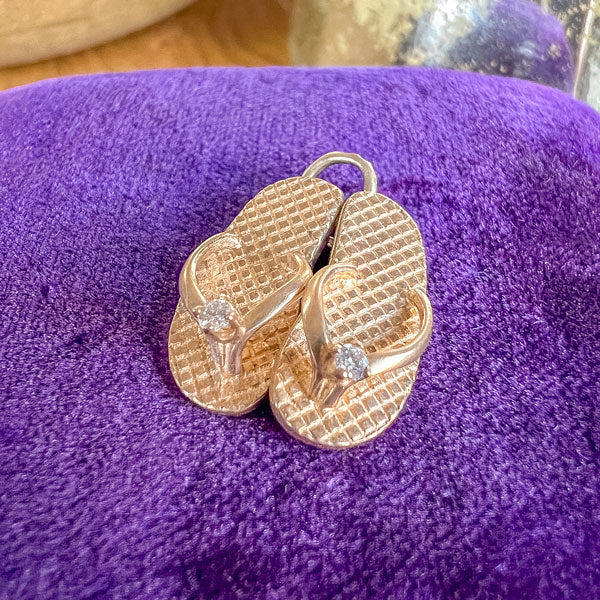 Vintage Diamond Flip Flop Pendant sold by Doyle and Doyle an antique and vintage jewelry boutique