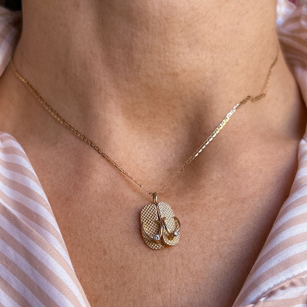 Vintage Diamond Flip Flop Pendant sold by Doyle and Doyle an antique and vintage jewelry boutique