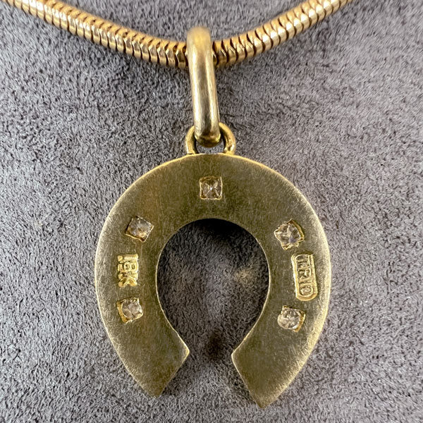 Vintage Diamond Horseshoe Pendant sold by Doyle and Doyle an antique and vintage jewelry boutique