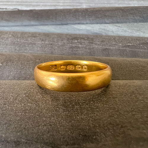 Vintage Half Round Wedding Band Ring sold by Doyle and Doyle an antique and vintage jewelry boutique
