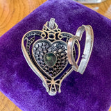 Antique French Emerald Diamond Heart Locket sold by Doyle and Doyle an antique and vintage jewelry boutique