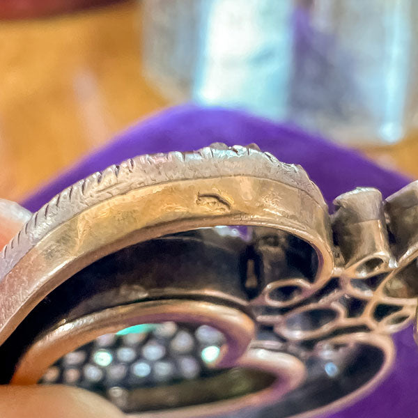 Antique French Emerald Diamond Heart Locket sold by Doyle and Doyle an antique and vintage jewelry boutique