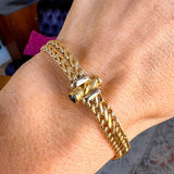 Vintage Gold Link & Sapphire Cabochon Bracelet, from Doyle & Doyle antique and vintage jewelry boutique