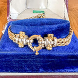 Vintage Gold Link & Sapphire Cabochon Bracelet, from Doyle & Doyle antique and vintage jewelry boutique