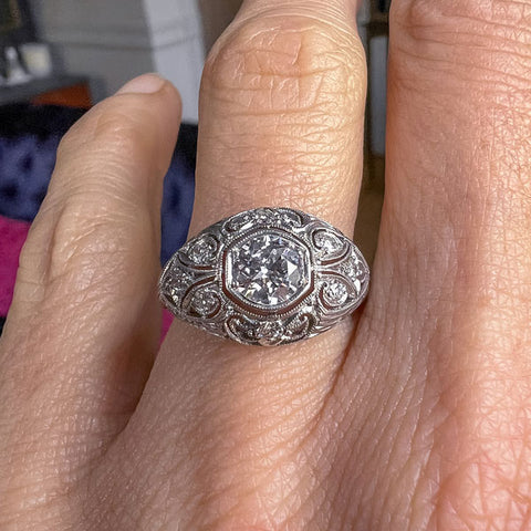 Vintage Filigree Engagement Ring, RBC 0.65ct sold by Doyle and Doyle an antique and vintage jewelry boutique