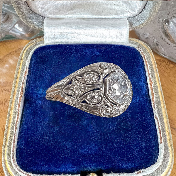 Vintage Filigree Engagement Ring, RBC 0.65ct sold by Doyle and Doyle an antique and vintage jewelry boutique