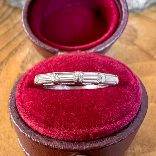 Vintage Baguette Diamond Wedding Band Ring sold by Doyle and Doyle an antique and vintage jewelry boutique