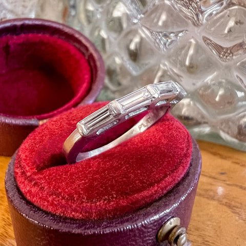 Vintage Baguette Diamond Wedding Band Ring sold by Doyle and Doyle an antique and vintage jewelry boutique