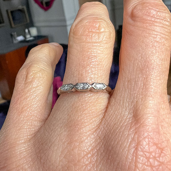 Vintage Marquise Diamond Wedding Band Ring sold by Doyle and Doyle an antique and vintage jewelry boutique
