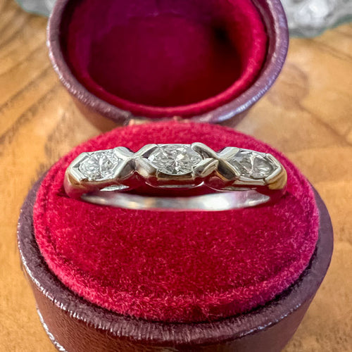 Vintage Marquise Diamond Wedding Band Ring sold by Doyle and Doyle an antique and vintage jewelry boutique