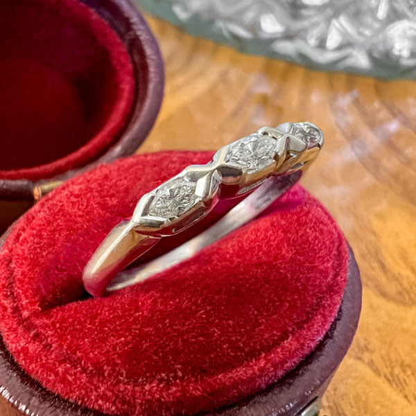 Vintage Marquise Diamond Wedding Band Ring sold by Doyle and Doyle an antique and vintage jewelry boutique