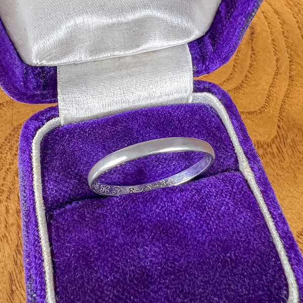 Vintage Platinum Wedding Band Ring sold by Doyle and Doyle an antique and vintage jewelry boutique
