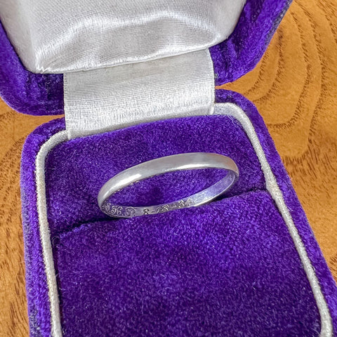 Vintage Platinum Wedding Band Ring, Size 7 1/4