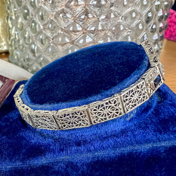 Vintage Diamond Filigree Bracelet sold by Doyle and Doyle an antique and vintage jewelry boutique