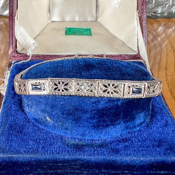 Vintage Filigree Diamond Bracelet sold by Doyle and Doyle an antique and vintage jewelry boutique