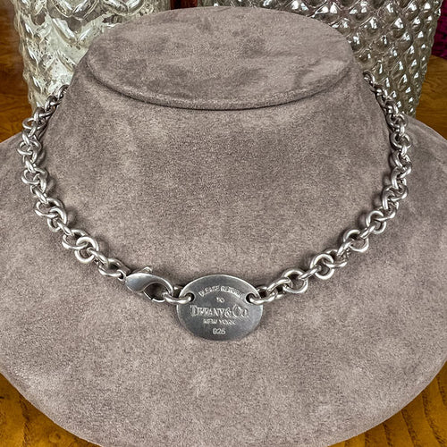Vintage Tiffany & Co Dog Tag Necklace sold by Doyle and Doyle an antique and vintage jewelry boutique