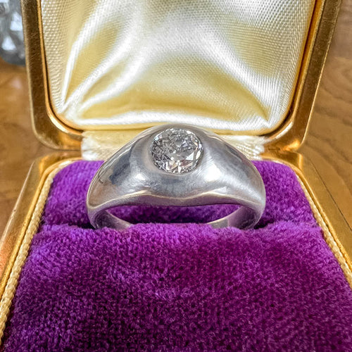 Estate Gypsy Set Engagement Ring, Old Euro 0.53ct. sold by Doyle and Doyle an antique and vintage jewelry boutique