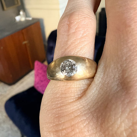 Vintage Gypsy Set Diamond Ring, RBC 0.50ct. sold by Doyle and Doyle an antique and vintage jewelry boutique