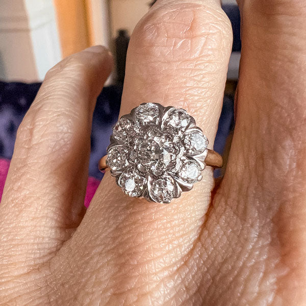 Vintage Diamond Cluster Ring sold by Doyle and Doyle an antique and vintage jewelry boutique