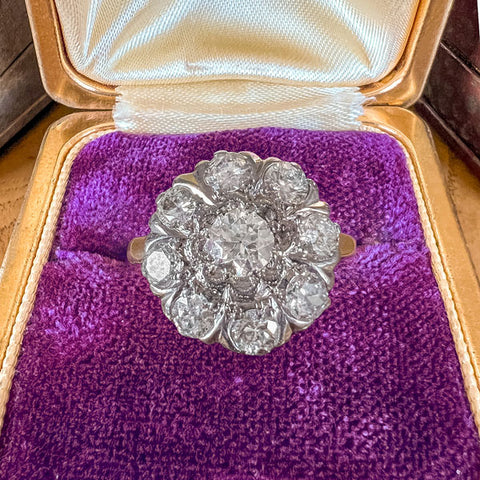 Vintage Diamond Cluster Ring sold by Doyle and Doyle an antique and vintage jewelry boutique