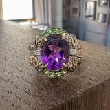 Vintage Amethyst, Tsavorite & Diamond Ring sold by Doyle and Doyle an antique and vintage jewelry boutique