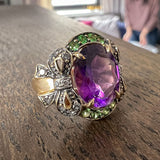 Vintage Amethyst, Tsavorite & Diamond Ring sold by Doyle and Doyle an antique and vintage jewelry boutique