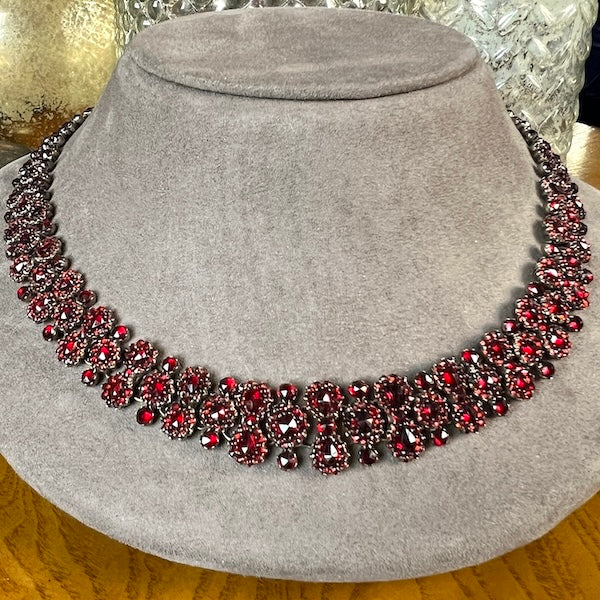 Victorian Bohemian Garnet Collar Necklace sold by Doyle and Doyle an antique and vintage jewelry boutique