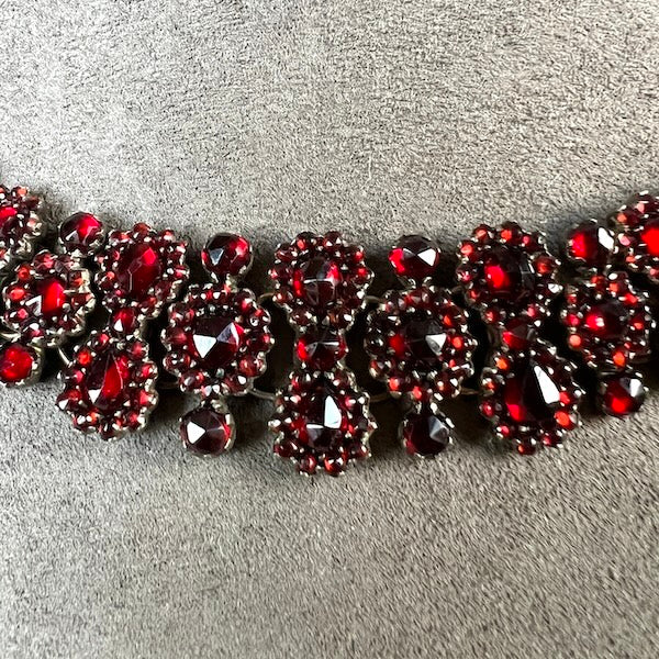 Victorian Bohemian Garnet Collar Necklace sold by Doyle and Doyle an antique and vintage jewelry boutique