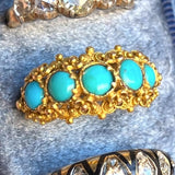 Antique Turquoise and Gold Cannetille Band Ring, from Doyle & Doyle vintage and antique jewelry