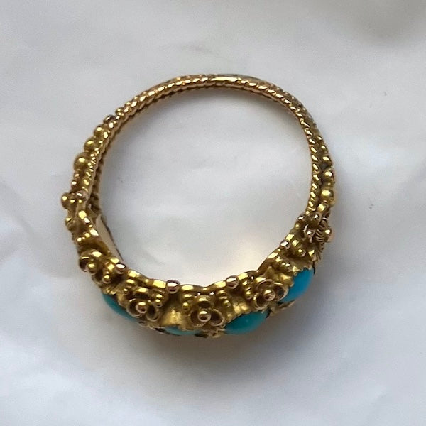 Antique Turquoise and Gold Cannetille Band Ring, from Doyle & Doyle vintage and antique jewelry