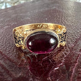Antique Georgian garnet and black enamel mourning ring, from Doyle & Doyle vintage and antique jewelry