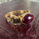  Antique Georgian garnet and black enamel mourning ring, from Doyle & Doyle vintage and antique jewelry