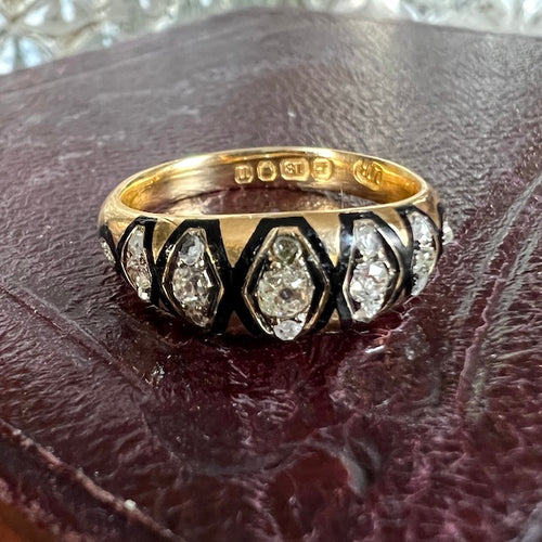 Victorian diamond and enamel band ring, from Doyle & Doyle antique and vintage jewelry