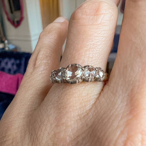 Antique Rose Cut Five Diamond Band Ring, from Doyle & Doyle vintage and antique jewelry