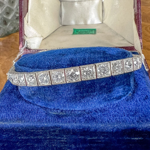 Vintage Diamond Straightline Tennis Bracelet sold by Doyle and Doyle an antique and vintage jewelry boutique